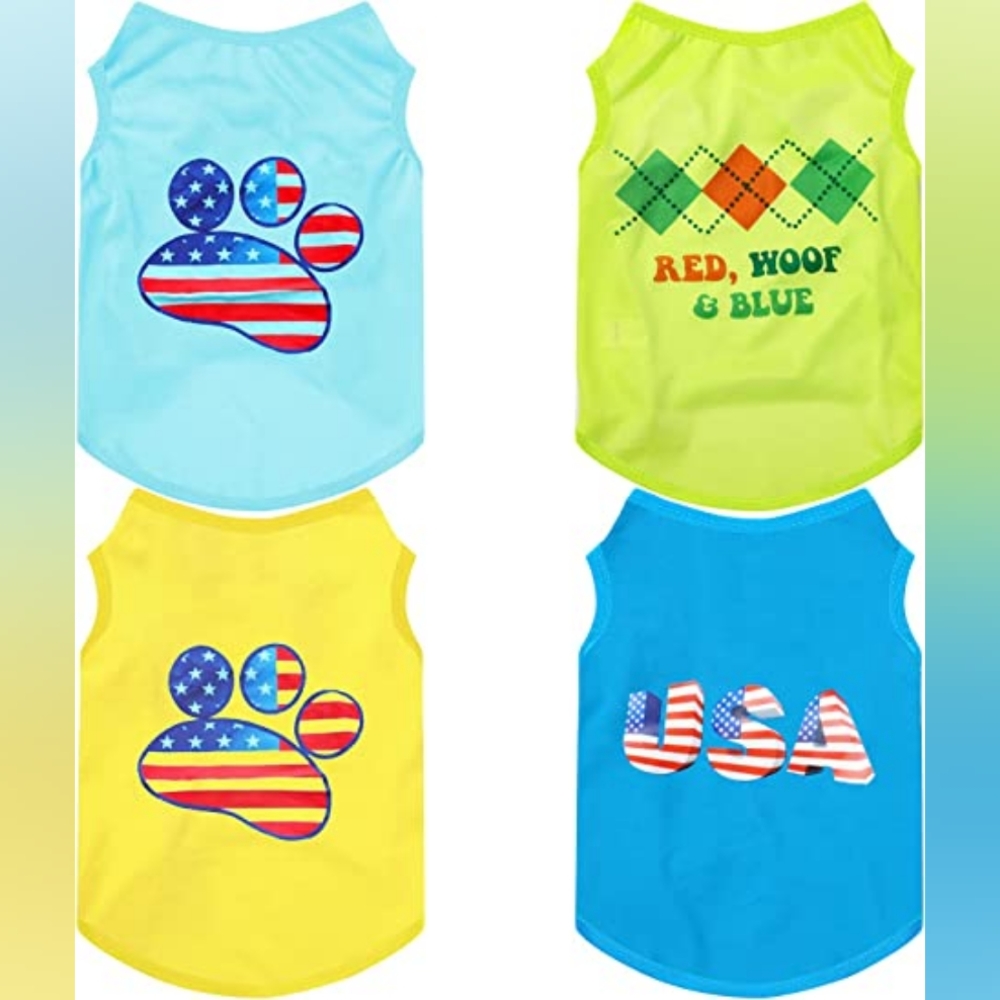 🐾 Pet Independence Day Clothes Unisex Clothes, 4 Pack
